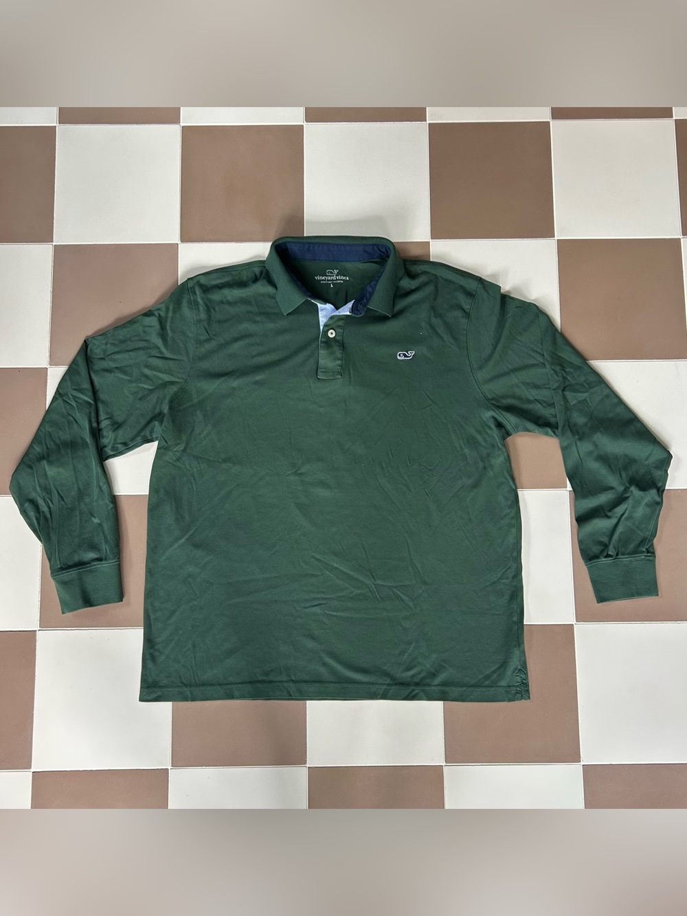 Vineyard Vines Men’s Large Green Long Sleeve Cotton Polo Shirt